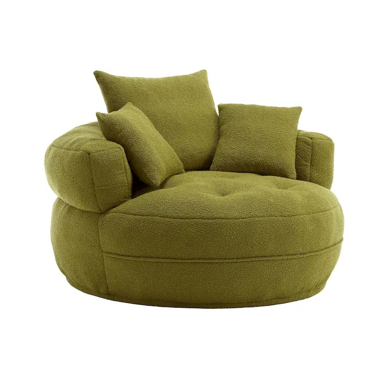 Fauteuil d'appoint rond en tissu, Siège de canapé pivotant, 1-2 personnes, Bleu marine/Rouge rosé/Bleu/Orange/Beige/Gris/Jaune/Vert