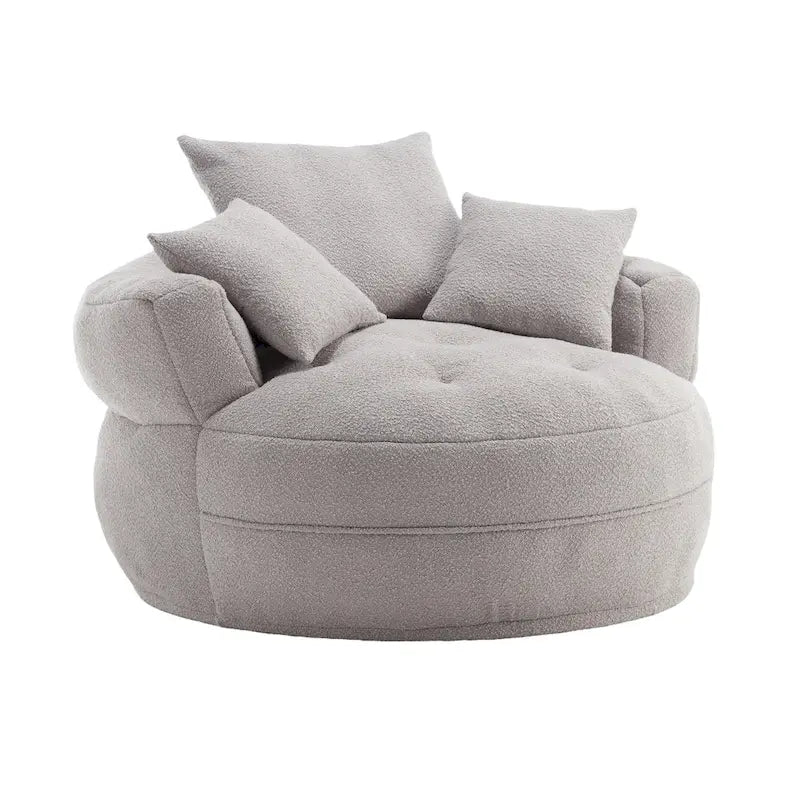 Fauteuil d'appoint rond en tissu, Siège de canapé pivotant, 1-2 personnes, Bleu marine/Rouge rosé/Bleu/Orange/Beige/Gris/Jaune/Vert