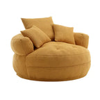 Fauteuil d'appoint rond en tissu, Siège de canapé pivotant, 1-2 personnes, Bleu marine/Rouge rosé/Bleu/Orange/Beige/Gris/Jaune/Vert