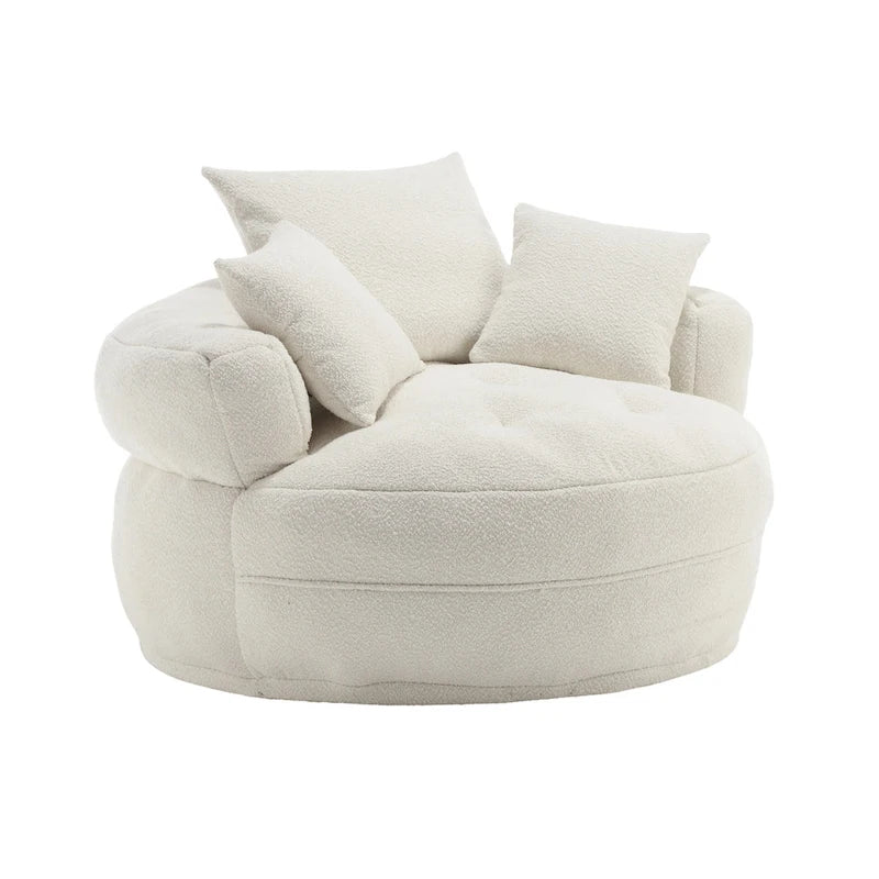 Fauteuil d'appoint rond en tissu, Siège de canapé pivotant, 1-2 personnes, Bleu marine/Rouge rosé/Bleu/Orange/Beige/Gris/Jaune/Vert