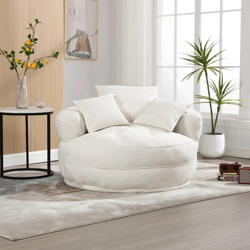 Fauteuil d'appoint rond en tissu, Siège de canapé pivotant, 1-2 personnes, Bleu marine/Rouge rosé/Bleu/Orange/Beige/Gris/Jaune/Vert