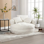 Fauteuil d'appoint rond en tissu, Siège de canapé pivotant, 1-2 personnes, Bleu marine/Rouge rosé/Bleu/Orange/Beige/Gris/Jaune/Vert
