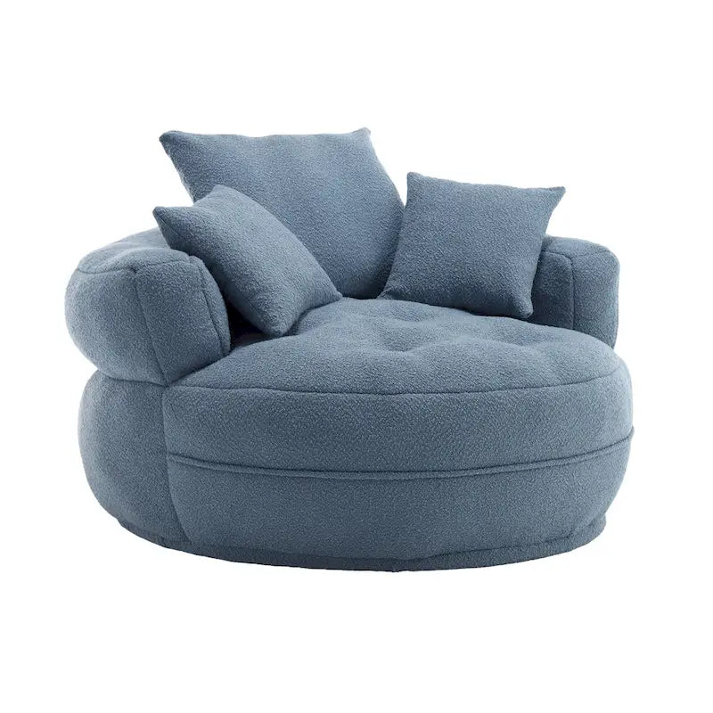 Fauteuil d'appoint rond en tissu, Siège de canapé pivotant, 1-2 personnes, Bleu marine/Rouge rosé/Bleu/Orange/Beige/Gris/Jaune/Vert