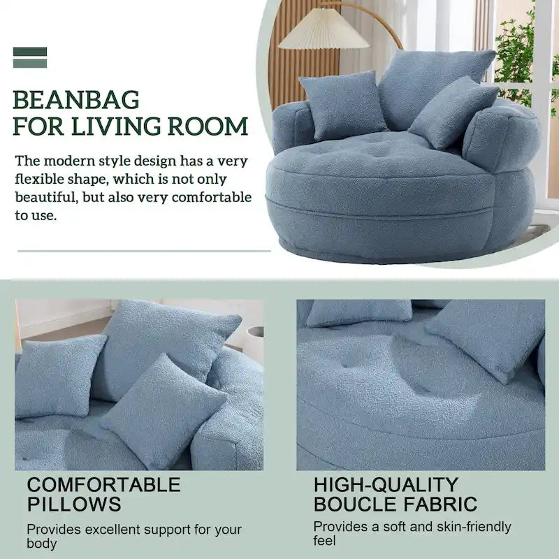 Fauteuil d'appoint rond en tissu, Siège de canapé pivotant, 1-2 personnes, Bleu marine/Rouge rosé/Bleu/Orange/Beige/Gris/Jaune/Vert