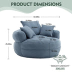 Fauteuil d'appoint rond en tissu, Siège de canapé pivotant, 1-2 personnes, Bleu marine/Rouge rosé/Bleu/Orange/Beige/Gris/Jaune/Vert