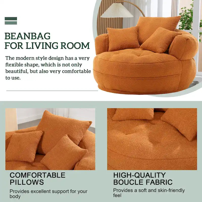 Fauteuil d'appoint rond en tissu, Siège de canapé pivotant, 1-2 personnes, Bleu marine/Rouge rosé/Bleu/Orange/Beige/Gris/Jaune/Vert