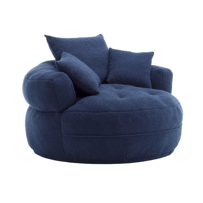 Fauteuil d'appoint rond en tissu, Siège de canapé pivotant, 1-2 personnes, Bleu marine/Rouge rosé/Bleu/Orange/Beige/Gris/Jaune/Vert