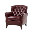 Fauteuil d'appoint dossier capitonné en cuir véritable – Marron / Chameau / Bourgogne / Bleu marine, Individuel