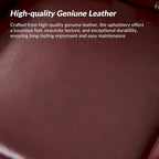 Fauteuil d'appoint dossier capitonné en cuir véritable – Marron / Chameau / Bourgogne / Bleu marine, Individuel