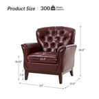Fauteuil d'appoint dossier capitonné en cuir véritable – Marron / Chameau / Bourgogne / Bleu marine, Individuel