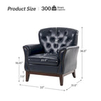 Fauteuil d'appoint dossier capitonné en cuir véritable – Marron / Chameau / Bourgogne / Bleu marine, Individuel