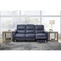 Canapé inclinable électrique bleu/gris, 3 places, 85,25 po L