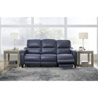 Canapé inclinable électrique bleu/gris, 3 places, 85,25 po L