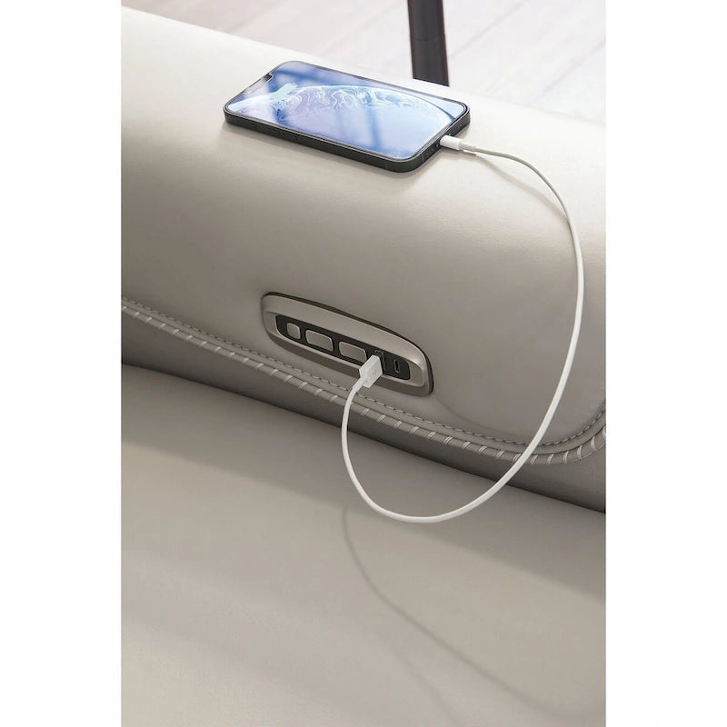 Canapé inclinable électrique bleu/gris, 3 places, 85,25 po L