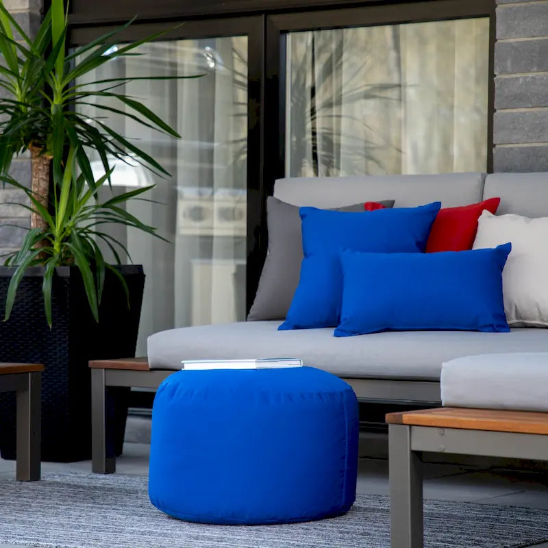 Pouf rond multicolore, intérieur/extérieur, une place