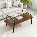 Table basse en verre transparent / gris / marron – Style moderne, plusieurs couleurs