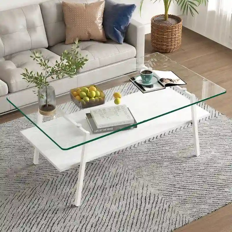 Table basse en verre transparent / gris / marron – Style moderne, plusieurs couleurs