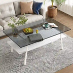 Table basse en verre transparent / gris / marron – Style moderne, plusieurs couleurs