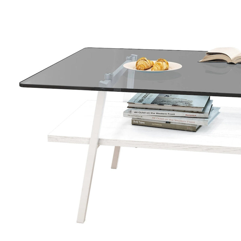 Table basse en verre transparent / gris / marron – Style moderne, plusieurs couleurs