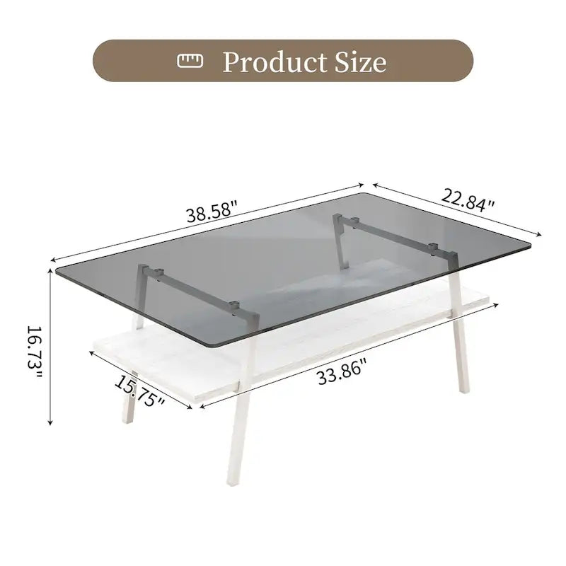 Table basse en verre transparent / gris / marron – Style moderne, plusieurs couleurs