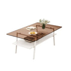 Table basse en verre transparent / gris / marron – Style moderne, plusieurs couleurs
