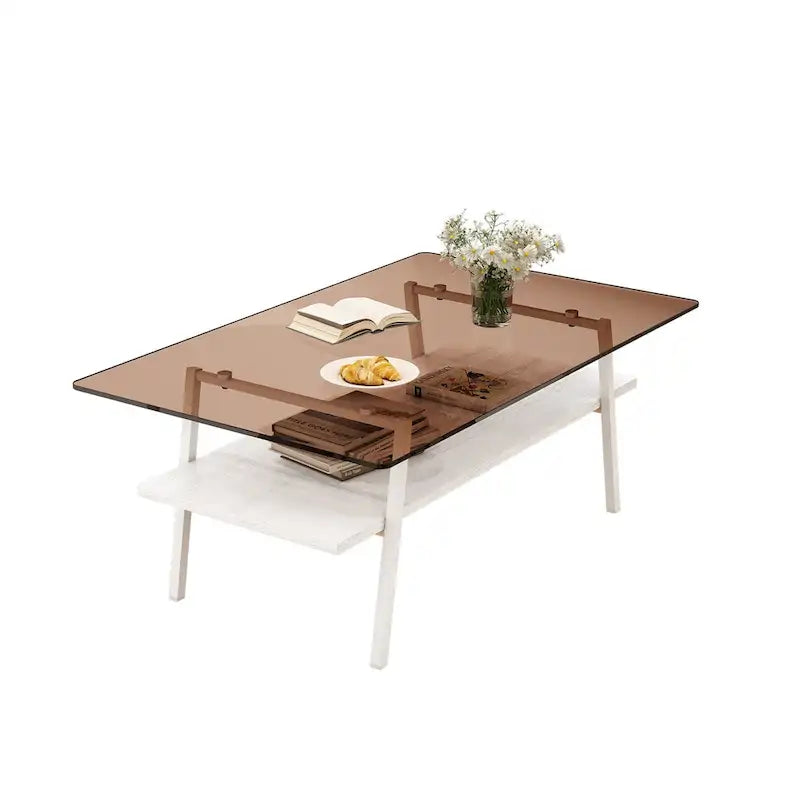 Table basse en verre transparent / gris / marron – Style moderne, plusieurs couleurs