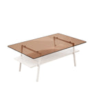 Table basse en verre transparent / gris / marron – Style moderne, plusieurs couleurs
