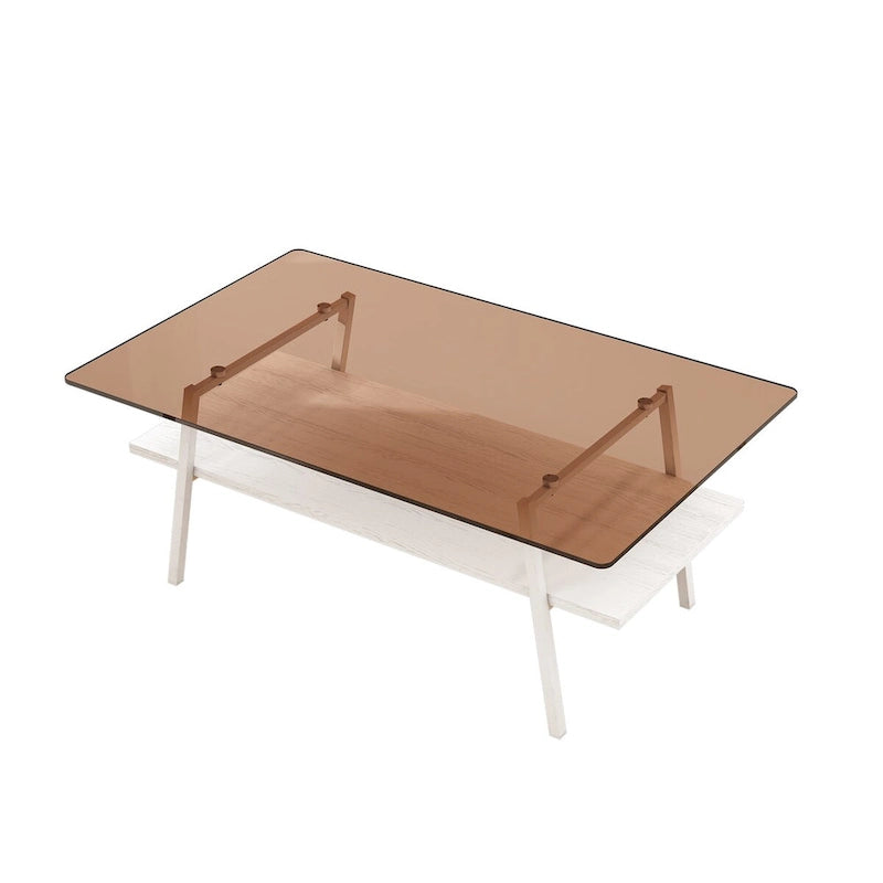 Table basse en verre transparent / gris / marron – Style moderne, plusieurs couleurs