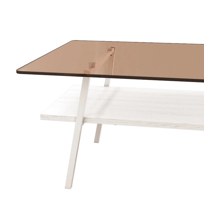 Table basse en verre transparent / gris / marron – Style moderne, plusieurs couleurs
