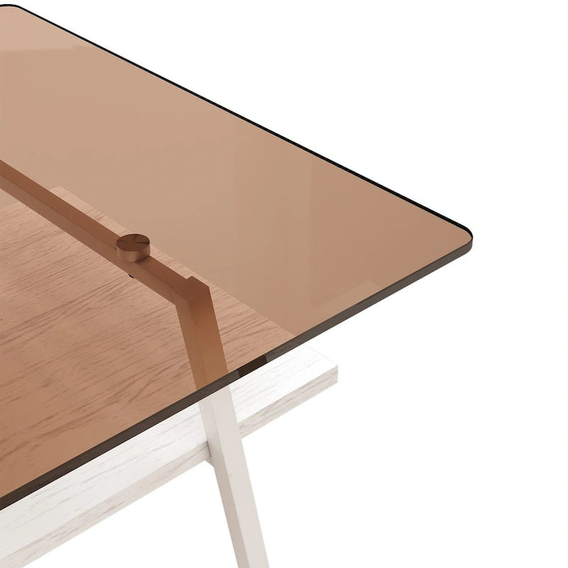 Table basse en verre transparent / gris / marron – Style moderne, plusieurs couleurs