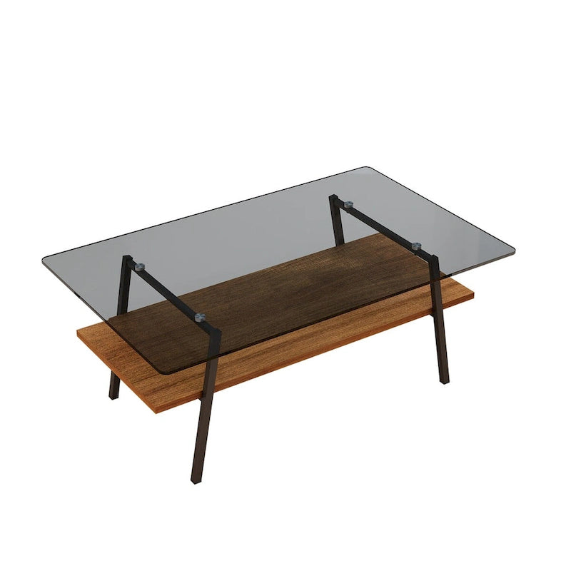 Table basse en verre transparent / gris / marron – Style moderne, plusieurs couleurs