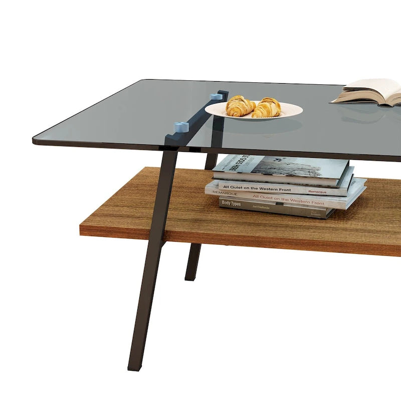 Table basse en verre transparent / gris / marron – Style moderne, plusieurs couleurs