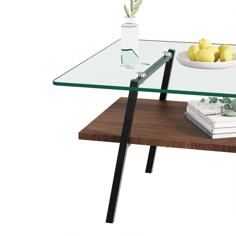 Table basse en verre transparent / gris / marron – Style moderne, plusieurs couleurs