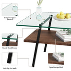 Table basse en verre transparent / gris / marron – Style moderne, plusieurs couleurs