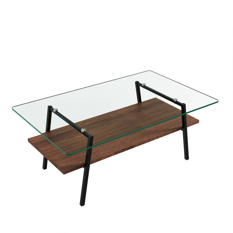Table basse en verre transparent / gris / marron – Style moderne, plusieurs couleurs