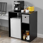 Meuble Support pour Mini-Réfrigérateur avec Rangement Latéral – Noir / Blanc / Rustique / Bois foncé, Autoportant, 1 personne