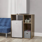 Meuble Support pour Mini-Réfrigérateur avec Rangement Latéral – Noir / Blanc / Rustique / Bois foncé, Autoportant, 1 personne