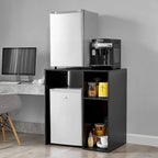 Meuble Support pour Mini-Réfrigérateur avec Rangement Latéral – Noir / Blanc / Rustique / Bois foncé, Autoportant, 1 personne
