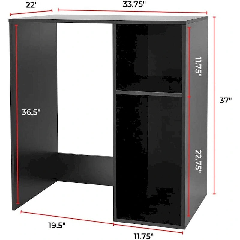 Meuble Support pour Mini-Réfrigérateur avec Rangement Latéral – Noir / Blanc / Rustique / Bois foncé, Autoportant, 1 personne