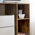 Meuble Support pour Mini-Réfrigérateur avec Rangement Latéral – Noir / Blanc / Rustique / Bois foncé, Autoportant, 1 personne