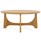 Table basse carrée en bois naturel, style tréteaux Mid-Century