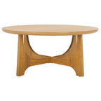 Table basse carrée en bois naturel, style tréteaux Mid-Century