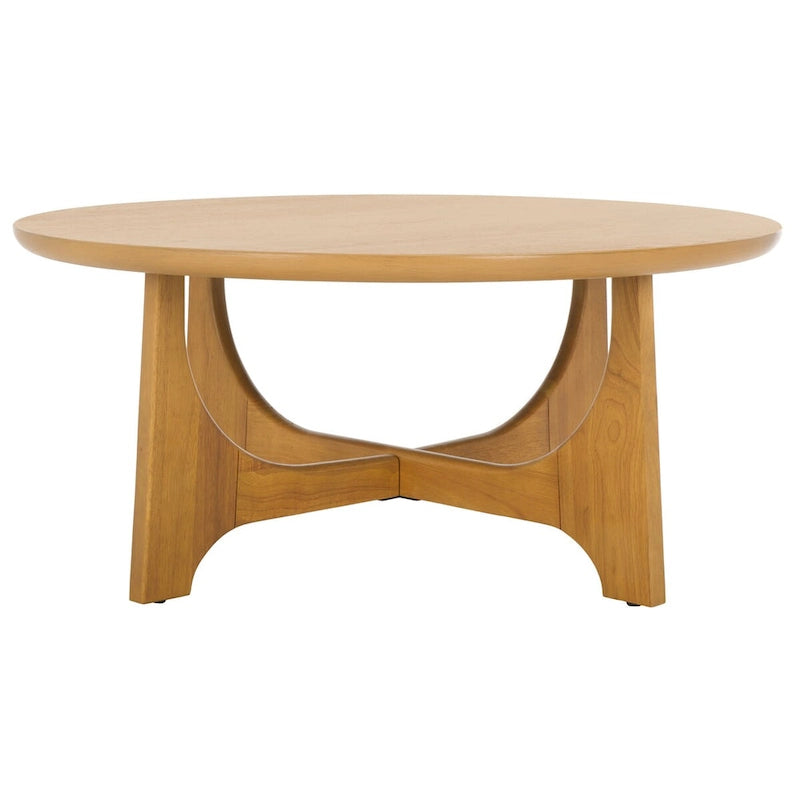 Table basse carrée en bois naturel, style tréteaux Mid-Century
