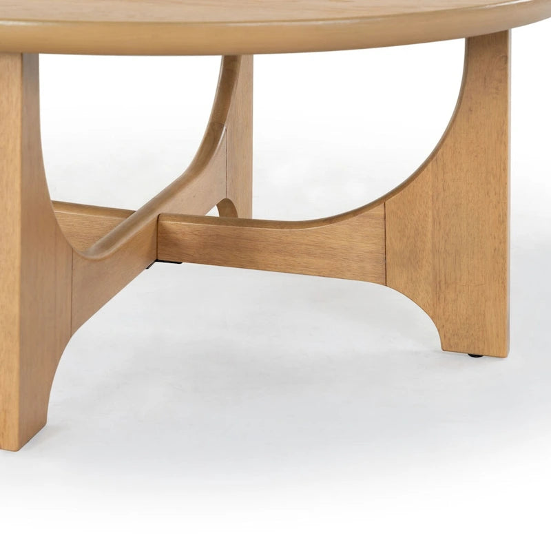 Table basse carrée en bois naturel, style tréteaux Mid-Century