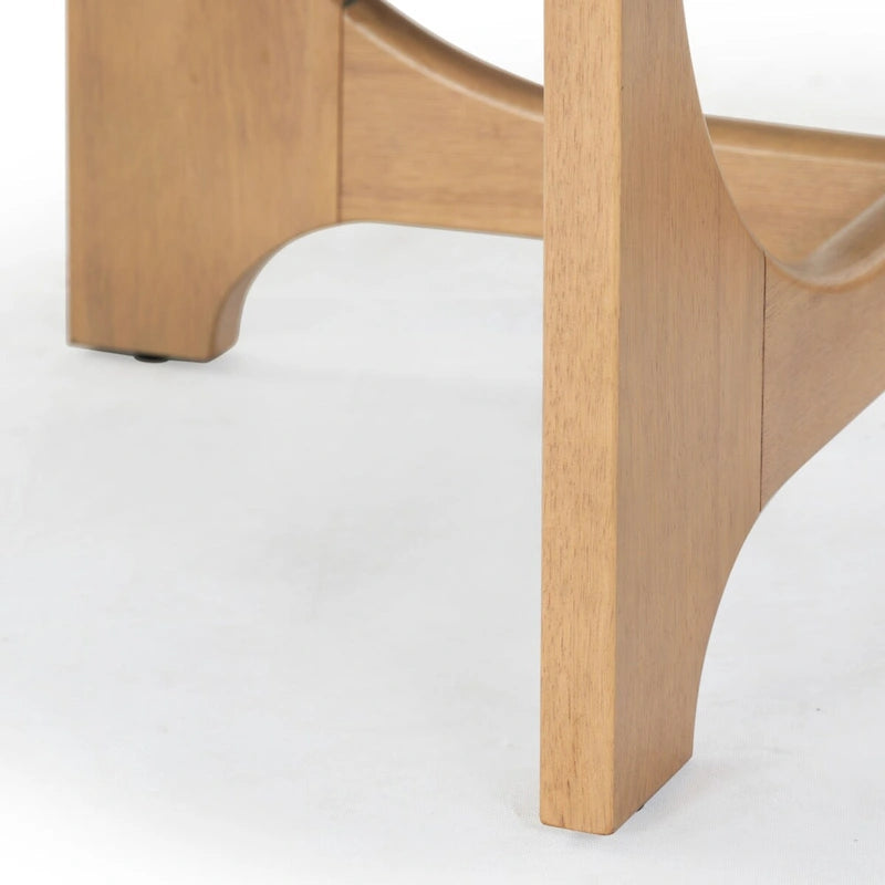 Table basse carrée en bois naturel, style tréteaux Mid-Century