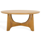 Table basse carrée en bois naturel, style tréteaux Mid-Century