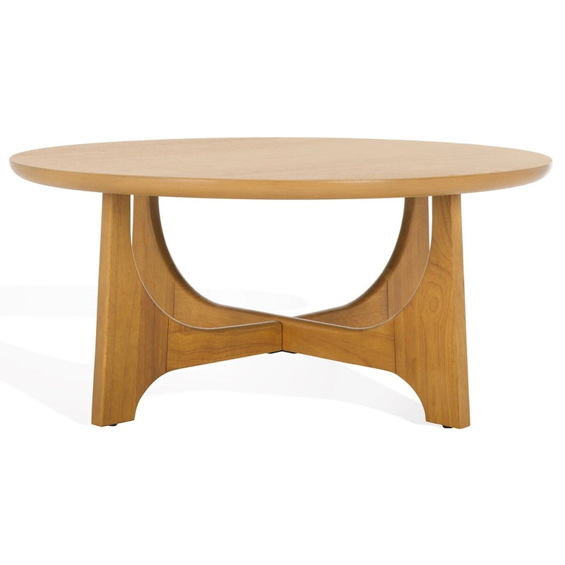Table basse carrée en bois naturel, style tréteaux Mid-Century